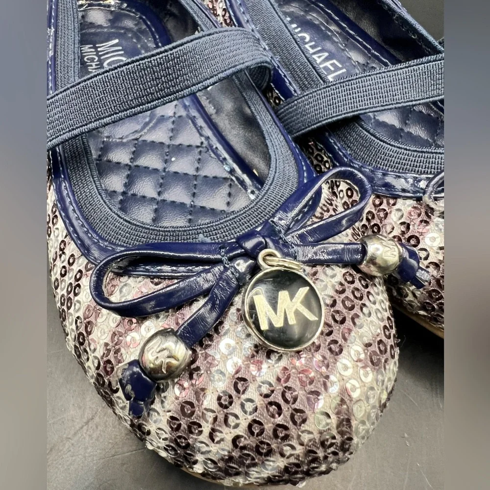 Michael Kors Kids' Sparkling Navy and Silver Flats-‎ Size:9